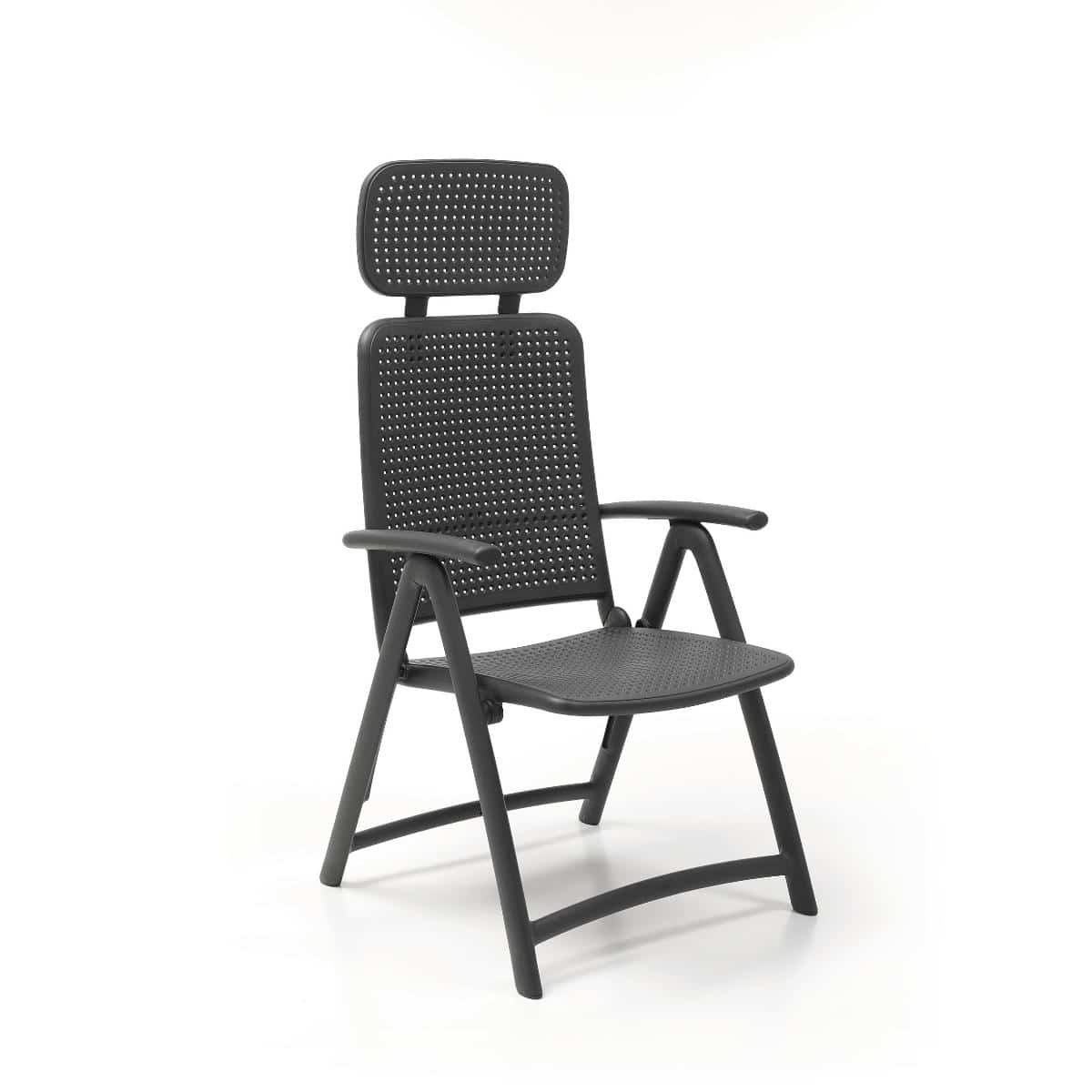Nardi Foldable Reclining Outdoor Arm Chair in Aquamarina Design with Anthracite Color