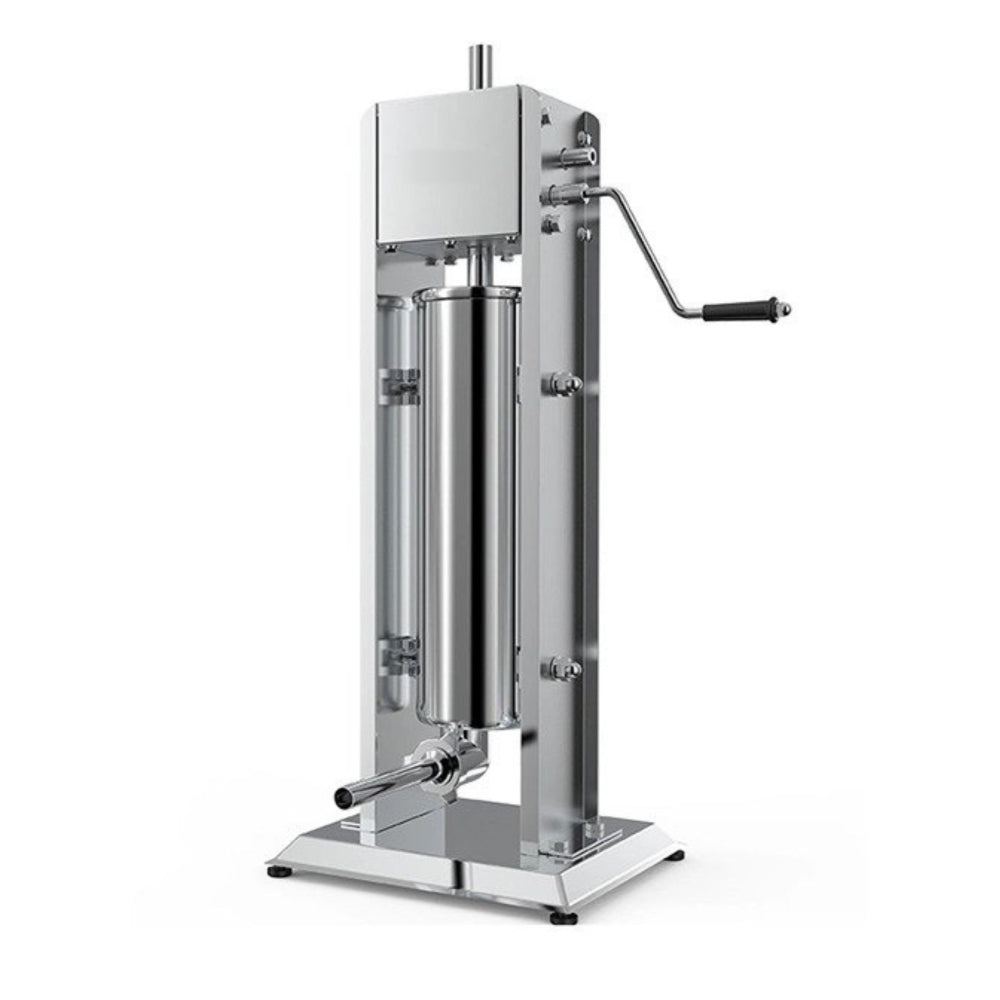 Nella 7 kg / 15 lb Stainless Steel Manual Vertical Gear - Driven Sausage Stuffer for Precise Stuffing - 47539