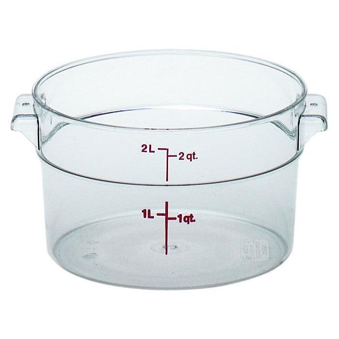 Cambro RFSCW2135 Camwear High - Capacity 2 Quart Clear Round Polycarbonate Food Storage Container for Optimal Freshness