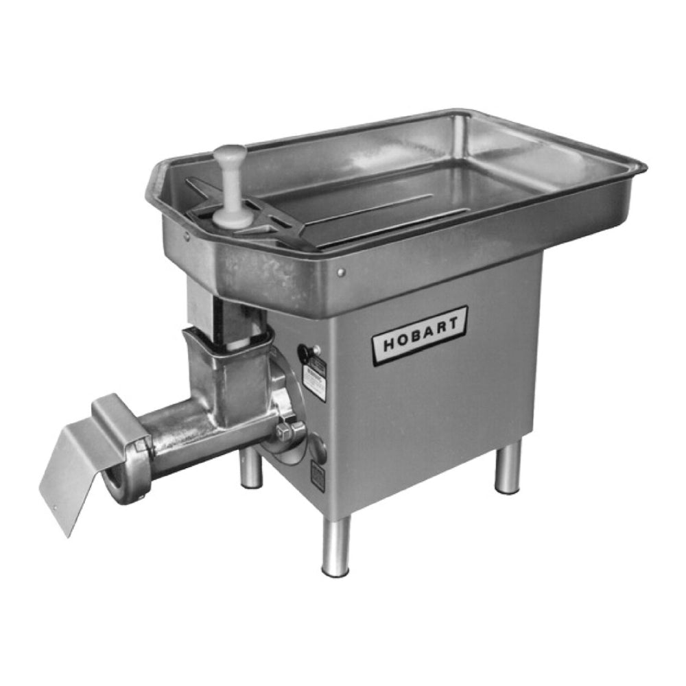Hobart Commercial Grade #32 Heavy Duty Electric Meat Grinder with 14 Gauge Stainless Steel Feed Pan - 200V / 3 Phase Power Supply