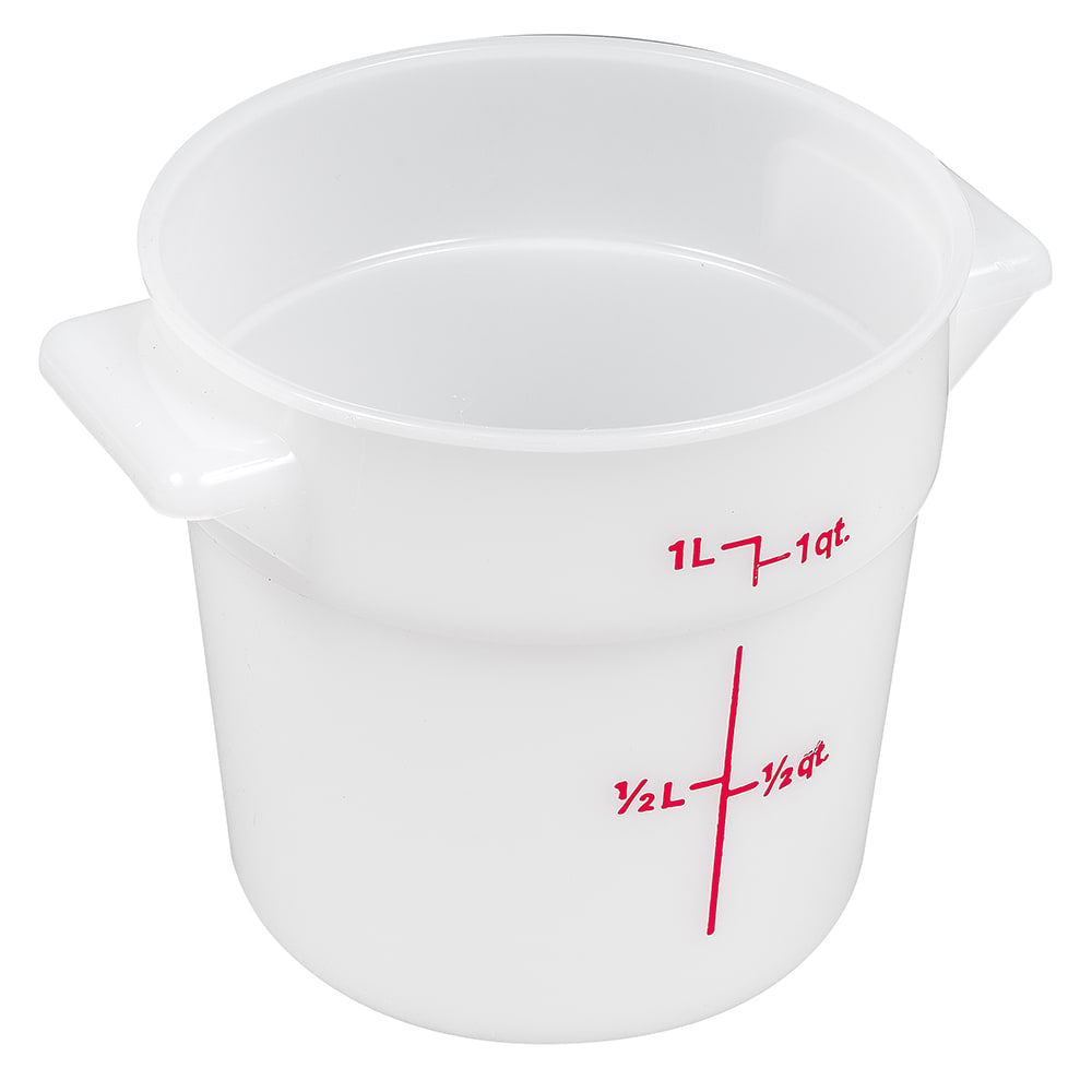 Cambro White Poly Round 1 Quart Food Storage Container RFS1148