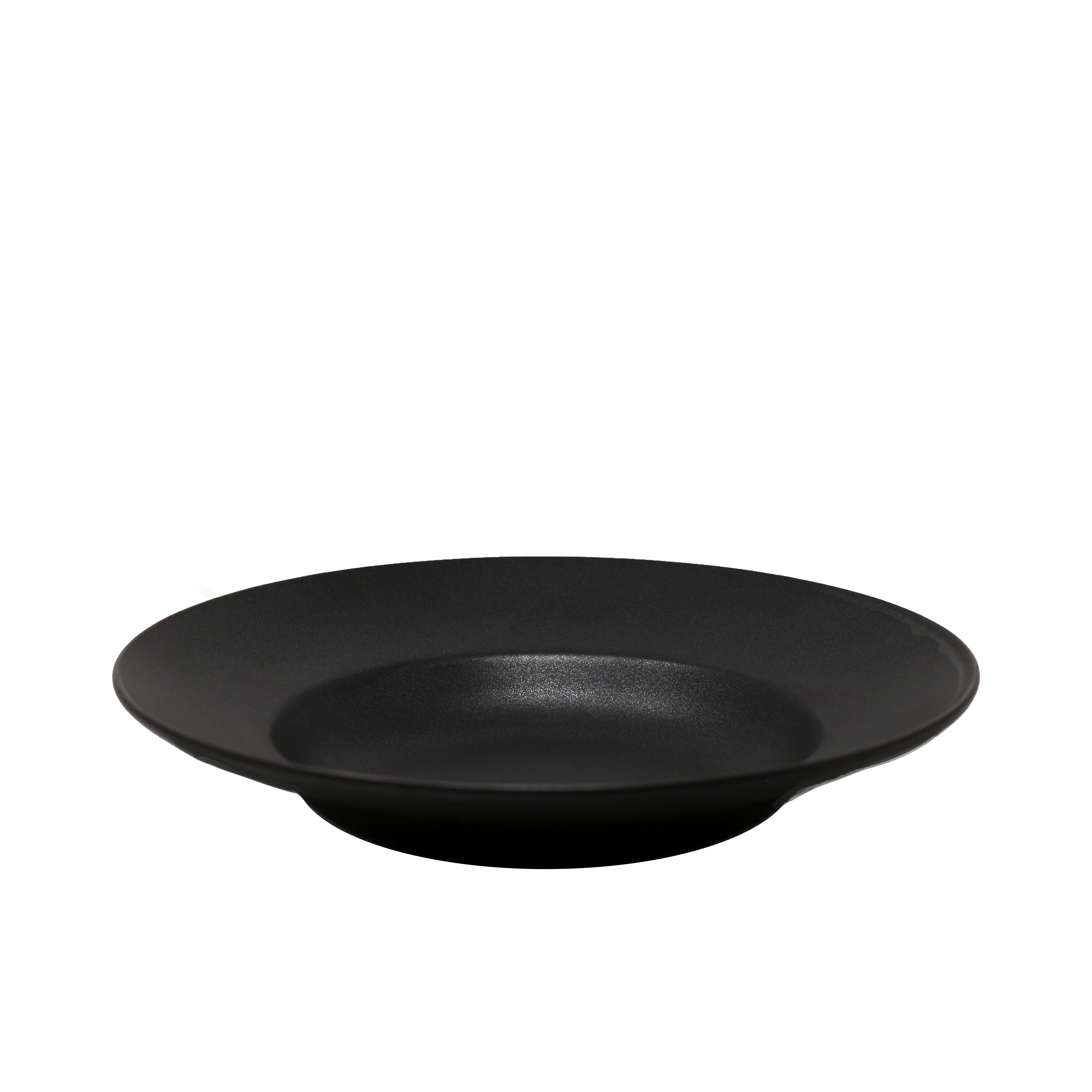 Nella 10.4-Inch Deep Round Matte Black Fine Porcelain Pasta Serving Plate - Pack of 6 - PB02 BK