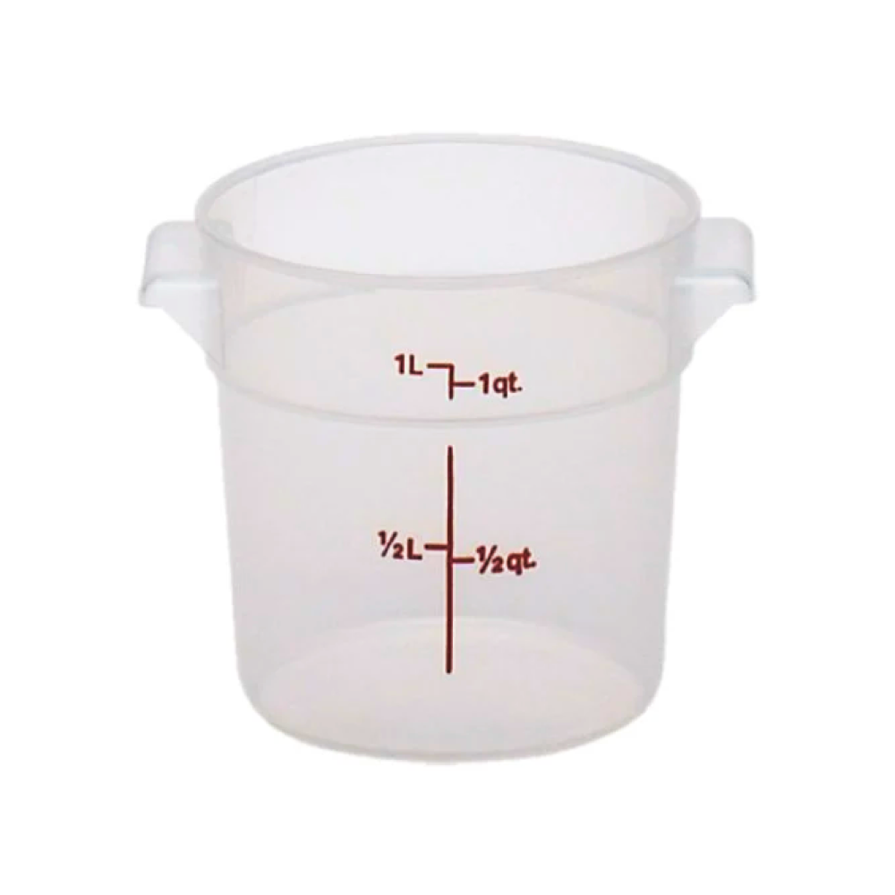 Cambro 1 Qt Round Translucent Camwear Food Storage Container - Stain & Chemical Resistant