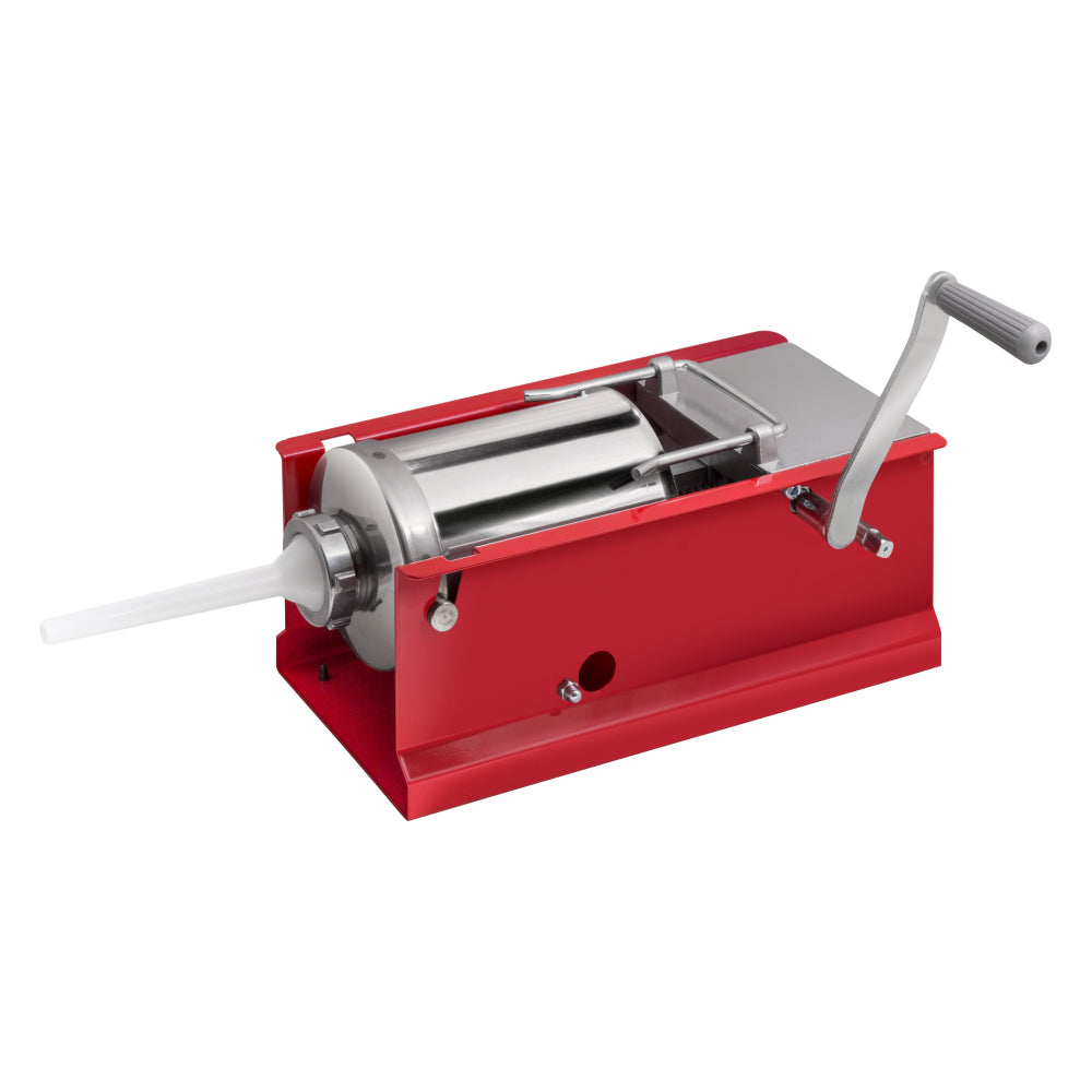 Nella 3kg/7 lb Red Manual Horizontal Stainless Steel Sausage Stuffer - 48160