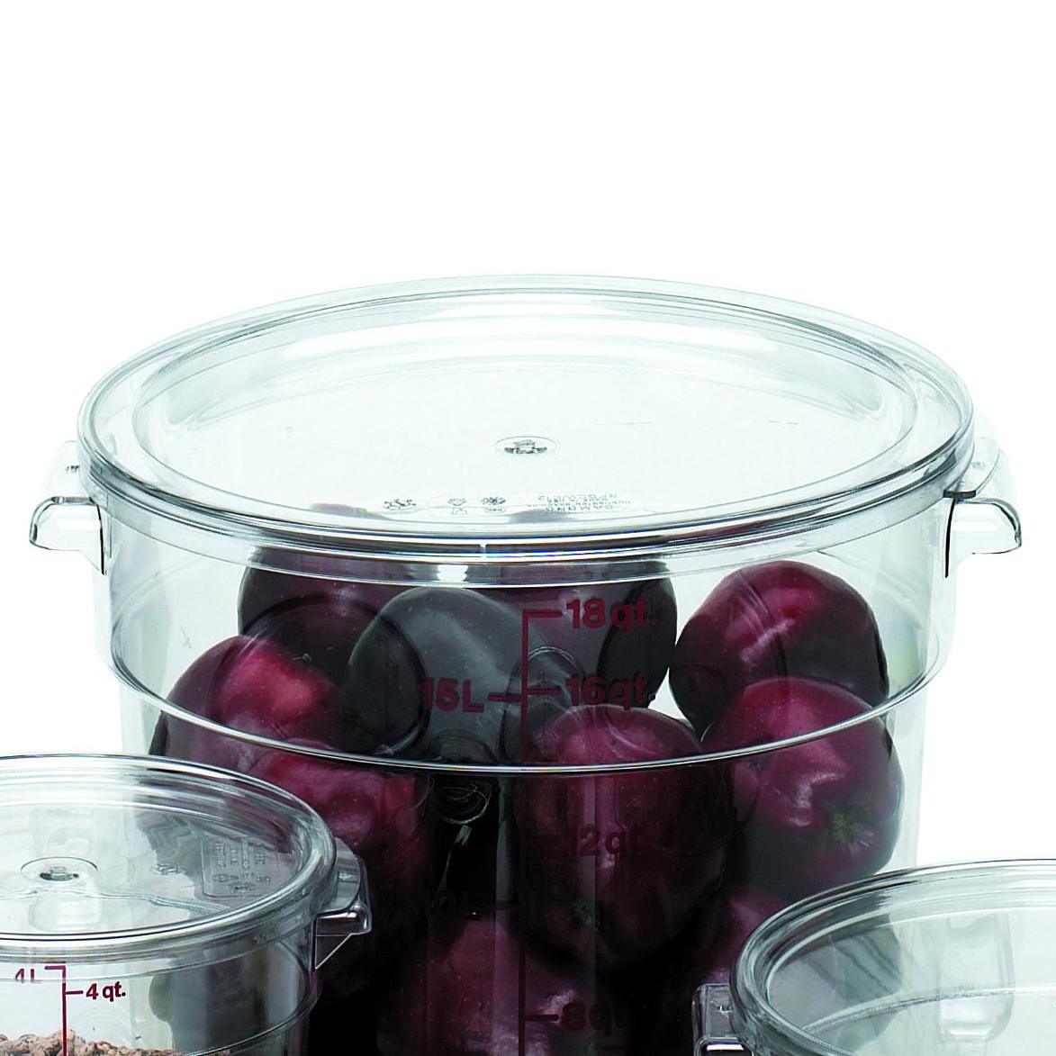 Cambro Camwear High - Quality Clear Round Container Lids for 12 - Quart, 18 - Quart, and 22 - Quart Food Storage Containers