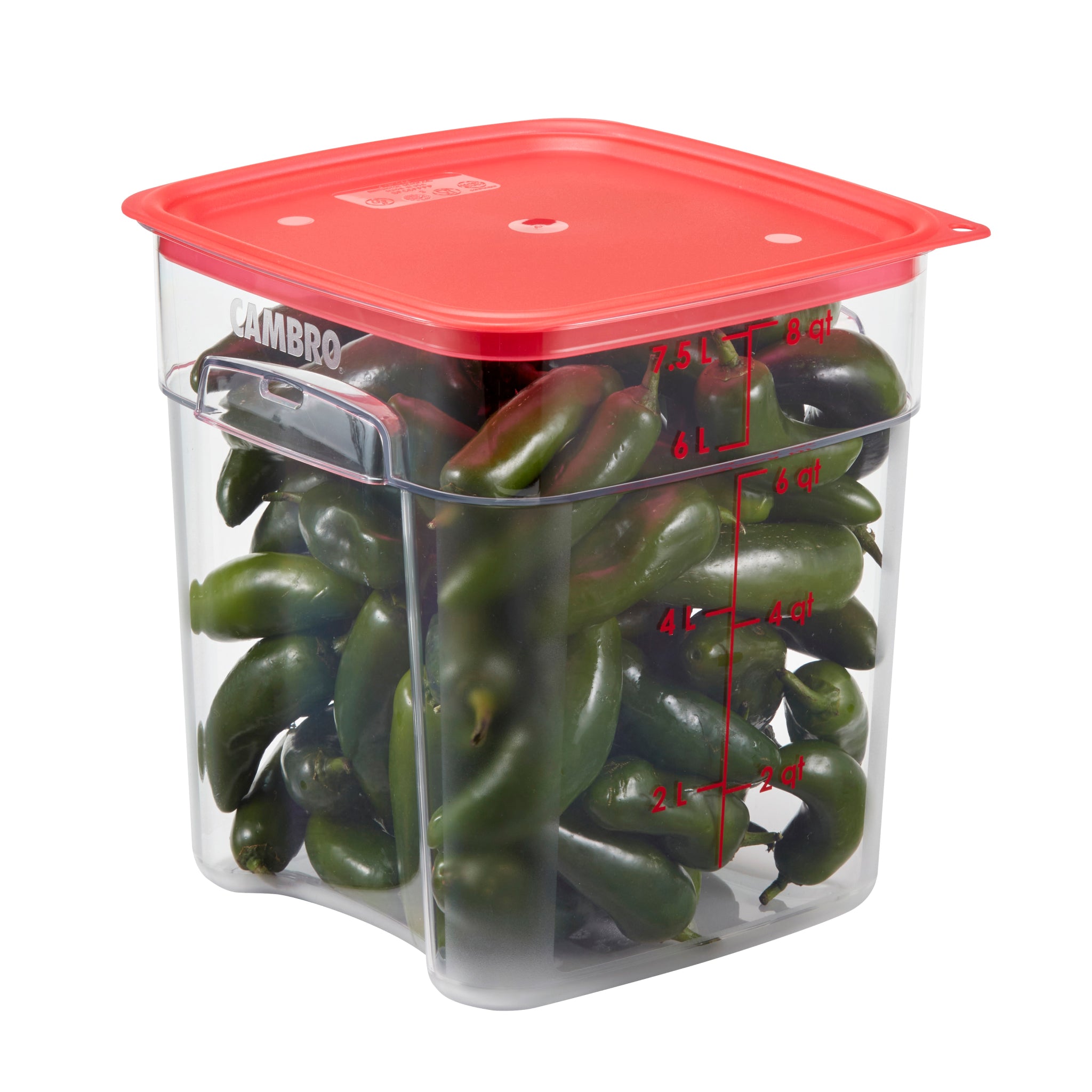 Cambro Red Translucent FreshPro Easy Seal Covers for 6 and 8 Qt. Camsquares Containers