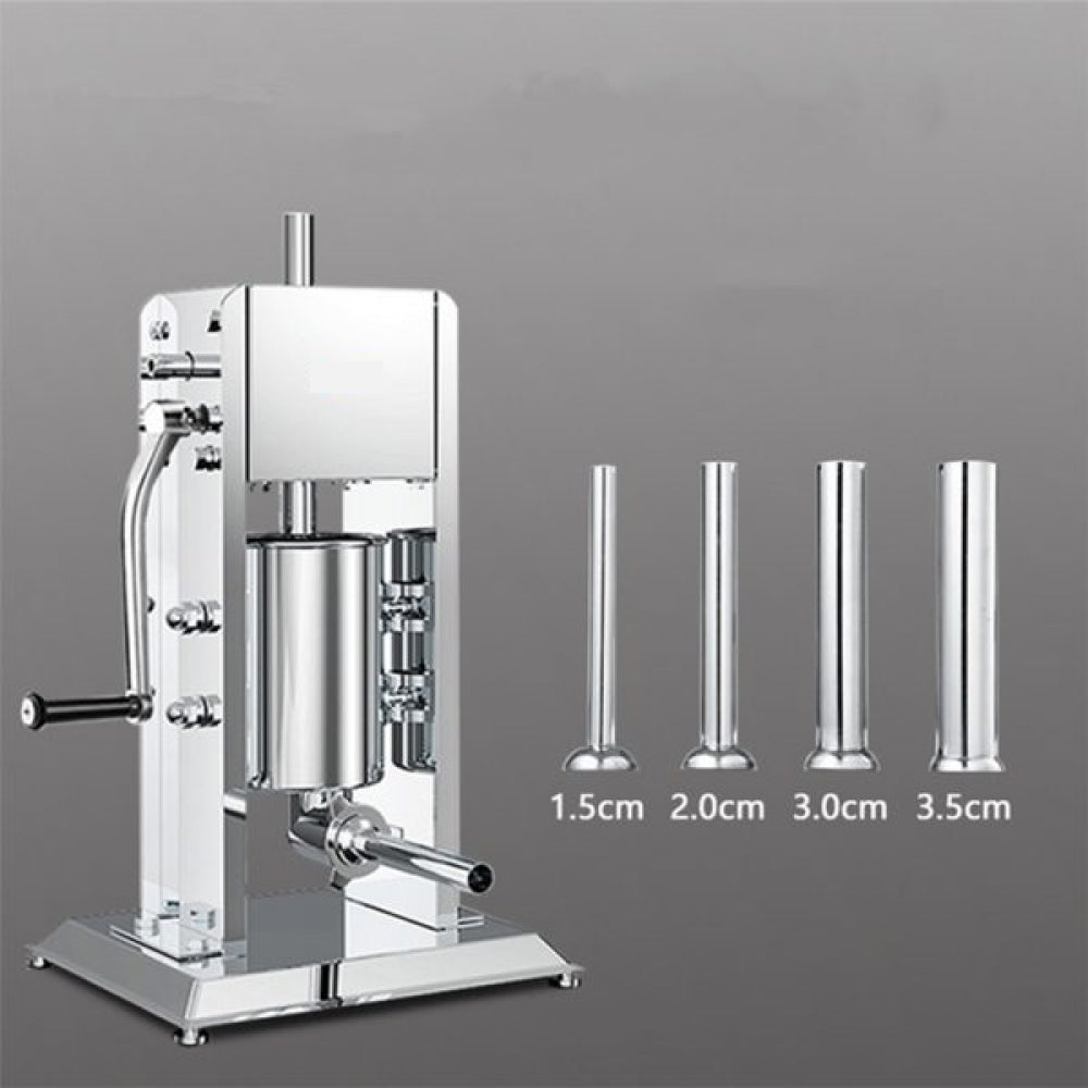 Nella 7 kg / 15 lb Stainless Steel Manual Vertical Gear - Driven Sausage Stuffer for Precise Stuffing - 47539