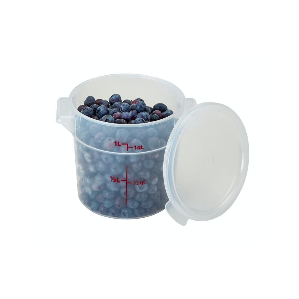 Cambro 1 Qt Round Translucent Camwear Food Storage Container - Stain & Chemical Resistant