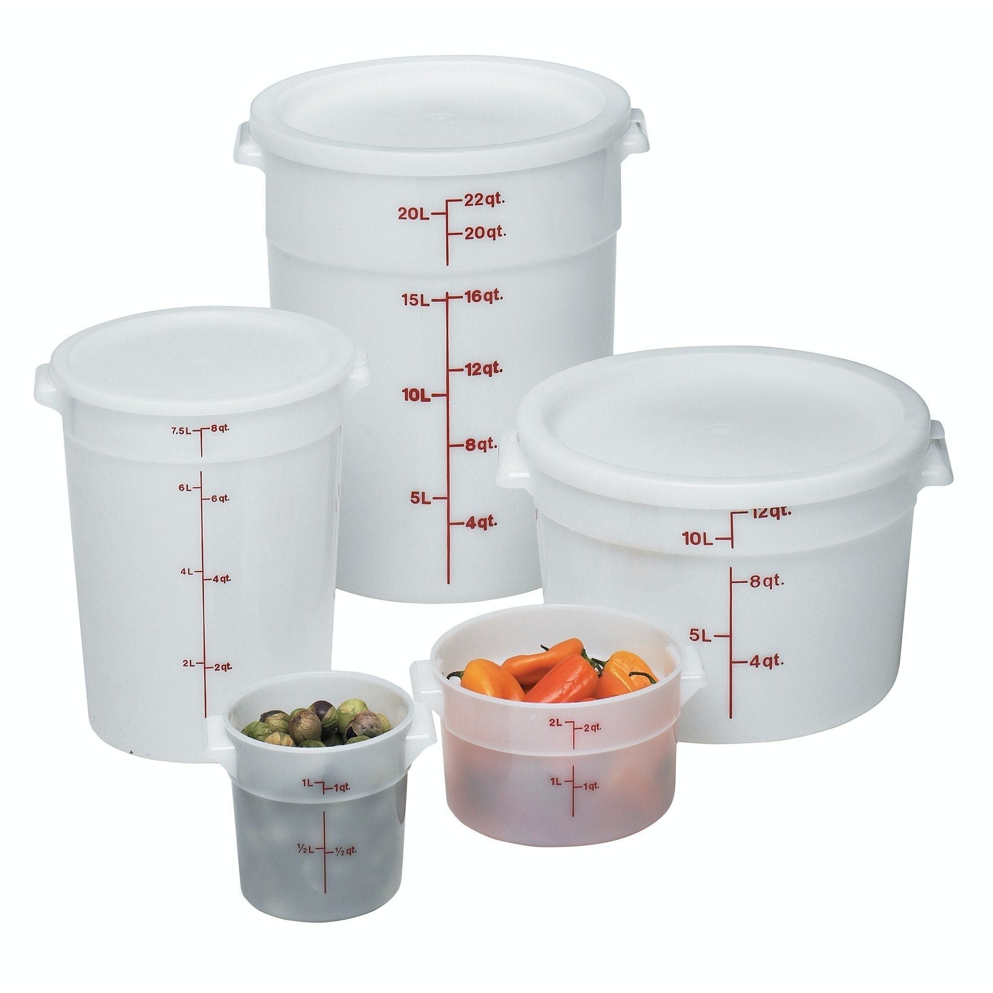 Cambro White Polyethylene 12 Quart Round Food Storage Container for Restaurant and Kitchen Use