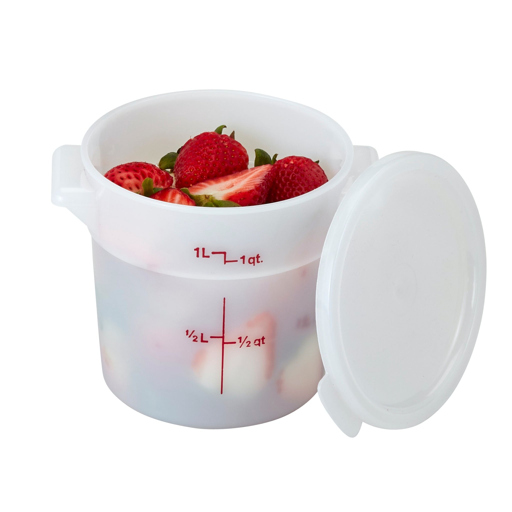 Cambro White Poly Round 1 Quart Food Storage Container RFS1148