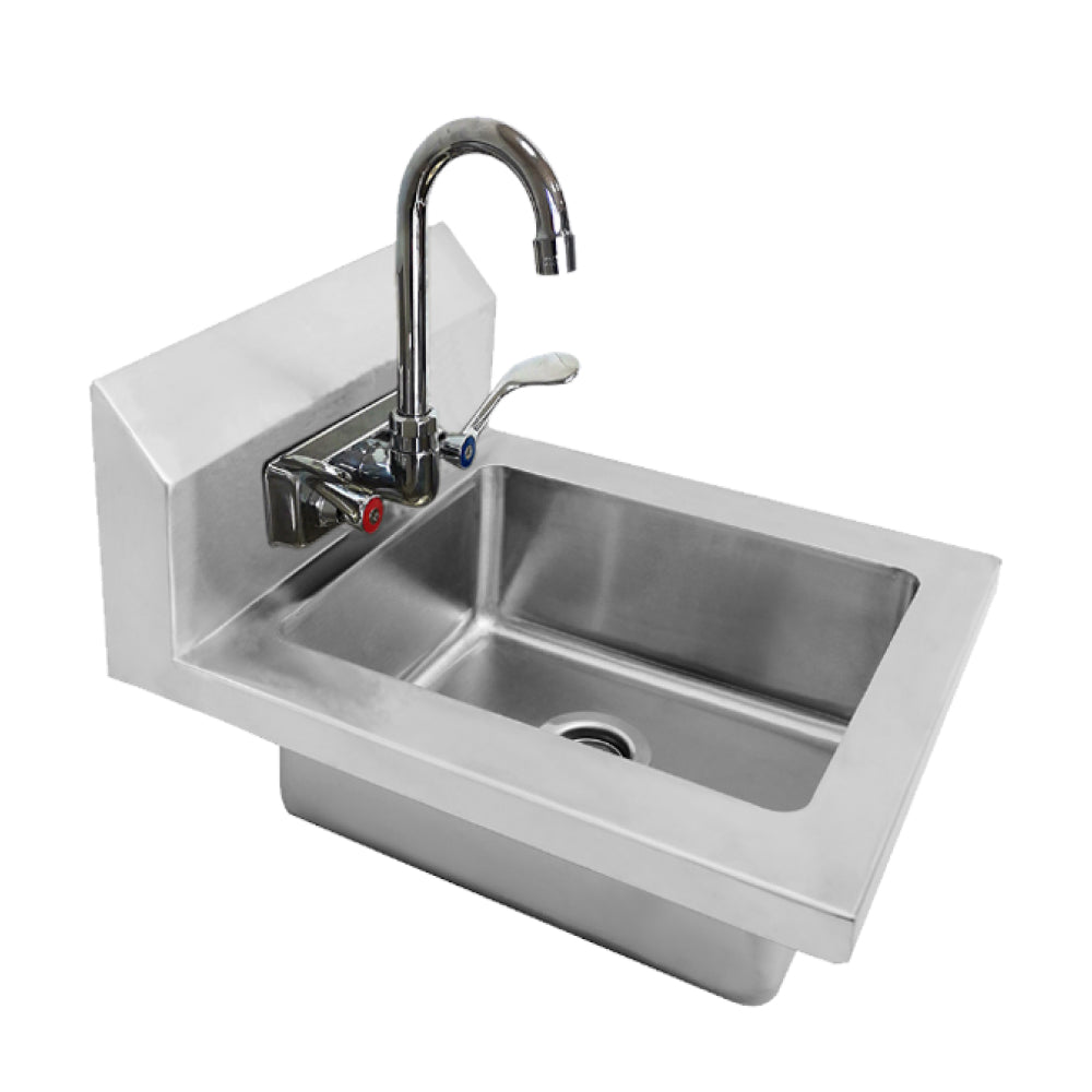 Atosa Commercial 14-Inch Hand Sink with Wrist Blade Handles and Backsplash - 10 x 12 x 5 Bowl Size