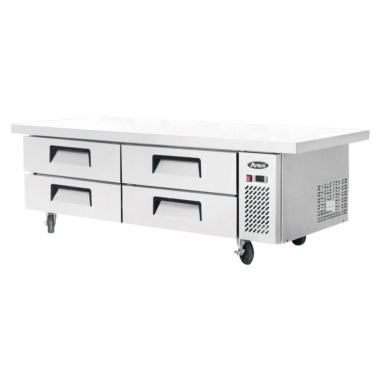 Atosa Commercial 76-Inch 4-Drawer Refrigerated Chef Base with Extended Top and 12.1 Cubic Feet Interior Capacity - MGF8454GR