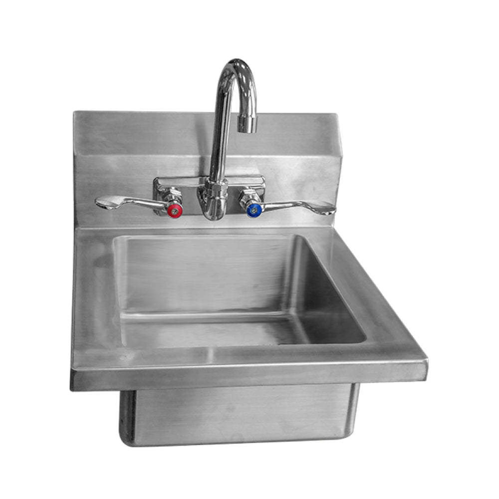 Atosa Commercial 14-Inch Hand Sink with Wrist Blade Handles and Backsplash - 10 x 12 x 5 Bowl Size