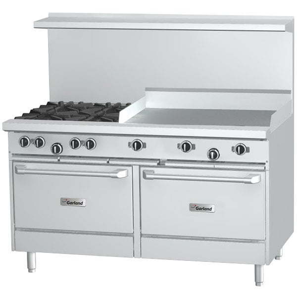 Garland G48-4G24SS 48-Inch Natural Gas 4-Burner Range with 24-Inch Griddle and 2 Storage Bases - 168,000 BTU